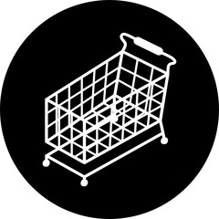 Isometric shopping supermarket cart in circle icon. Concept of discount. Flat 3d illustration for infographics and design vector illustration. Trendy flat design mock up.