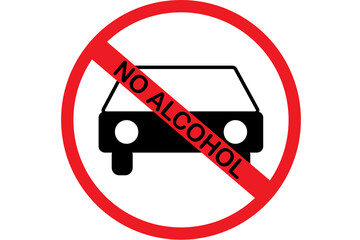 alcohol prohibition sign and car