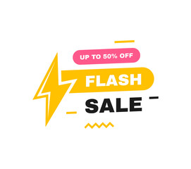 Flash sale banner with lightning bolt. Banner template for business, shops, advertising , discount, sale. Modern flat style vector illustration