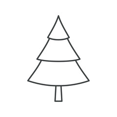 Fototapeta premium Christmas fir tree outline contour drawing. Fully editable icon. Vector flat design.