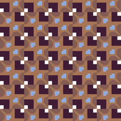 Vector seamless pattern texture background with geometric shapes, colored in brown, blue, white colors.
