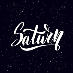 Saturn lettering in modern style. Planet vector typography illustration