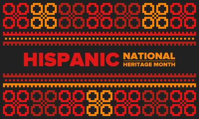  National Hispanic Heritage Month in September and October. Hispanic and Latino Americans culture. Celebrate annual in United States. Poster, card, banner and background. Vector illustration