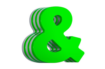 Green ampersand symbol, 3D rendering