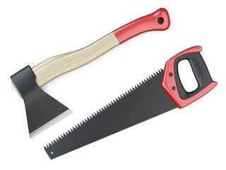 Saw and ax.