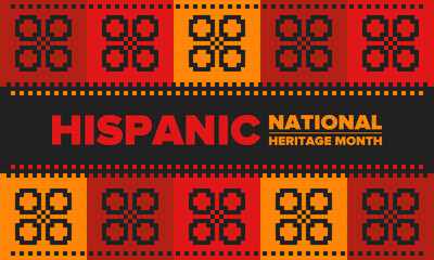  National Hispanic Heritage Month in September and October. Hispanic and Latino Americans culture. Celebrate annual in United States. Poster, card, banner and background. Vector illustration