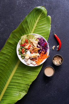 indonesian fresh spicy salad gado gado with peanut sauce