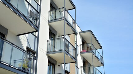 Modern European residential apartment buildings quarter. Abstract architecture, fragment of modern urban geometry.