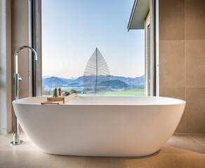 Bath with amazing view through window