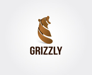 minimal grizzly logo template - vector illustration