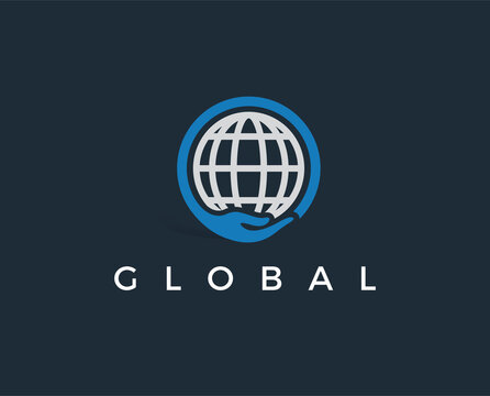 minimal global logo template - vector illustration