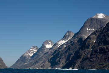 Mountain Peaks along Fjord, Greenland