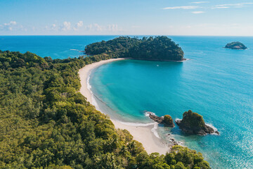 Costa Rica beach travel landscape aerial view of National Park in La Fortuna, Central America tourist destination. - obrazy, fototapety, plakaty