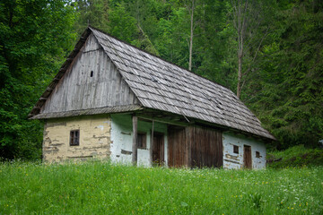 Fototapeta na wymiar Bistrita,ROMANIA, 2020 ,an old wooden house near Colibita Lake