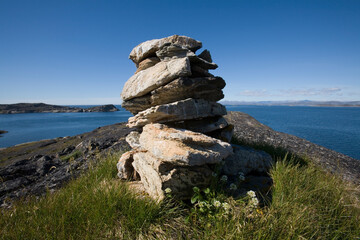 Stone Cairn along Itilleq Fjord, Greenland
