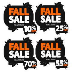 Set Fall Sale banners, discount tags design template, vector illustration
