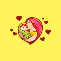 mother's love for children illustration with variant color
