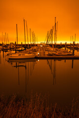 Hazy orange skies hang over the Yacht Club in San Mateo, California on Wednesday  September 9, 2020...