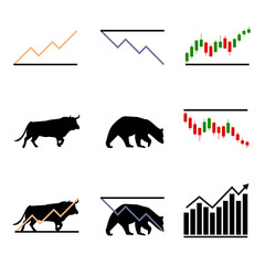 Stock market vector icon set