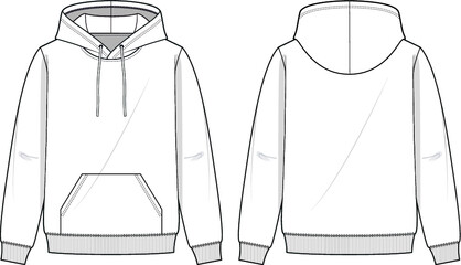 Hoodie Flat Technical Sketch 