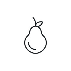 line style pear fruit icon. Single organic sweet ripe pear with leaf as nutrition and vitamin. Tropical plant summer. Vegetarian health food. Vector illustration. Design on white background. EPS 10