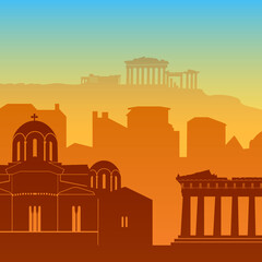 Obraz premium Athens, Greece famous city scape view background.