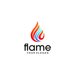 initials FF for flame and water logo vector