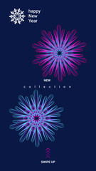 abstract gradient snowflakes linear blend on a dark background for the design of new year social media banners