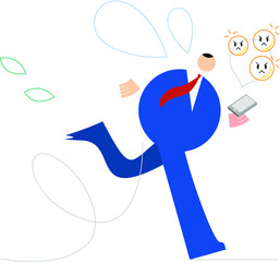 イラスト/グラフィック素材：スマートフォンからトラブルがあり走っている男性