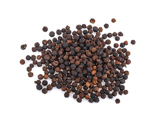 black pepper isolated on white background, top view