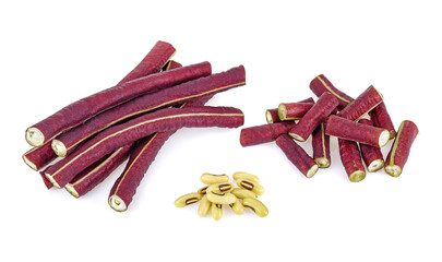 purple yardlong bean isolated on white background