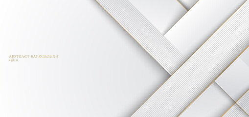Abstract white and gray stripes with golden line elegant concept design