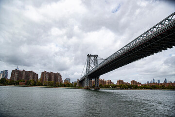 A view of Williamsburg Bridge from the East River in New York City on Sunday, Sept. 13, 2020. (Gordon Donovan)
