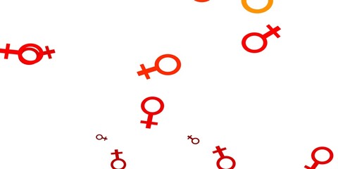 Light Red, Yellow vector background with woman symbols.