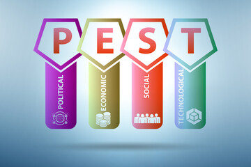 PEST analysis concept in business illustration