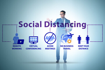 Concept of office social distancing during covid-19 pandemic