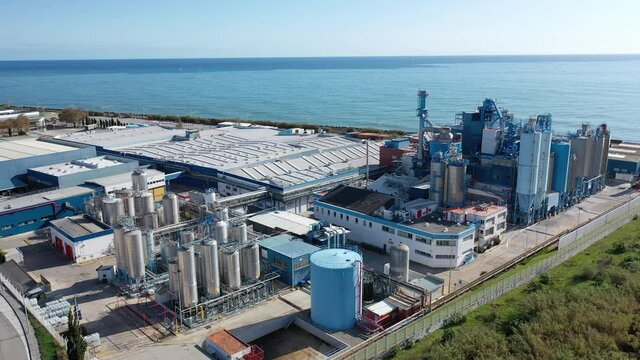 Top view of the chemical plant and the surrounding area