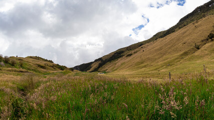 Photograph of a natural panorama near the Nevado del Ruiz volcano in Manizales, Caldas, Colombia.