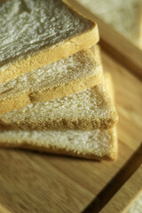Closeup slided white bread from wheat