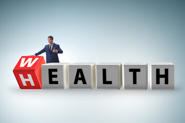 Wealth is health concept with businessman