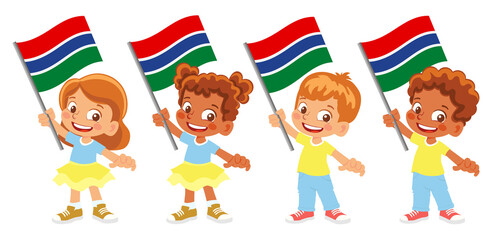 Gambia flag in hand set