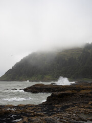 waves crashing on rocks