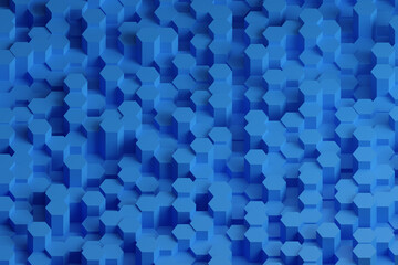 Fototapeta premium Blue hexagons pattern. Abstract design. 3d illustration.