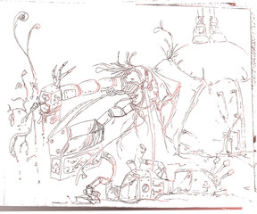 Obraz premium 機械じかけの実験キャンプ