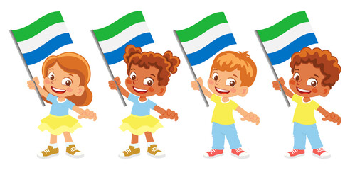 sierra leone flag in hand set