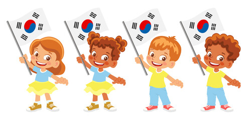 south korea flag in hand set