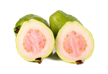 Pink guava fruit isolated on white background