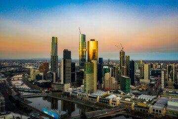 Fototapeta na wymiar Melbourne SkyLine at sunset