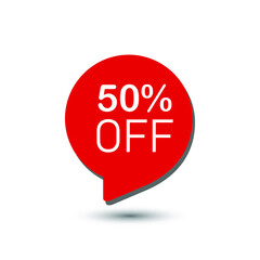 Special offer sale red tag isolated vector illustration. Sale 50% OFF discount sticker icon vector Red tag discount offer price label for graphic design, logo, web site, social media, mobile app, ui i