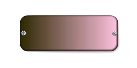 Copper metal plate with screws isolated on white background. Style for graphic and web design, label, dark template. Vector illustration